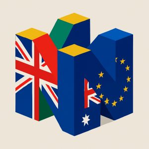 N64 Logo with UK, EU and Australian Flags incorperated into Logo.